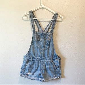 Hollister Distressed Overall Shorts size Small